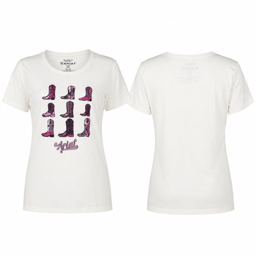 Ariat Let’s Go Girls Graphic T Shirt Women’s 2XL Off White NWT Western